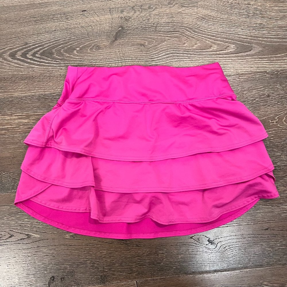 Athleta Womens Pink Swagger Skort Tiered Active Pull-On Back Zip Pocket Size XS